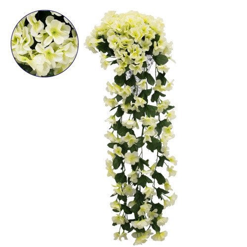  78056 Τεχνητό Κρεμαστό Φυτό Διακοσμητικών Λουλουδιών με Λευκά Φλόξ M30 x Υ80 x Π30cm