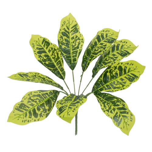  GREEN CROTON 78226 Artificial Green Croton Plant - Bouquet of Decorative Plants - Branches with Foliage Green H44cm