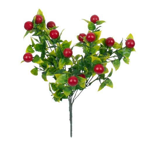  BUTCHERS BROOM 78268 Artificial Broom Plant - Bouquet of Decorative Plants - Branches with Foliage Green - Red - Yellow H30cm