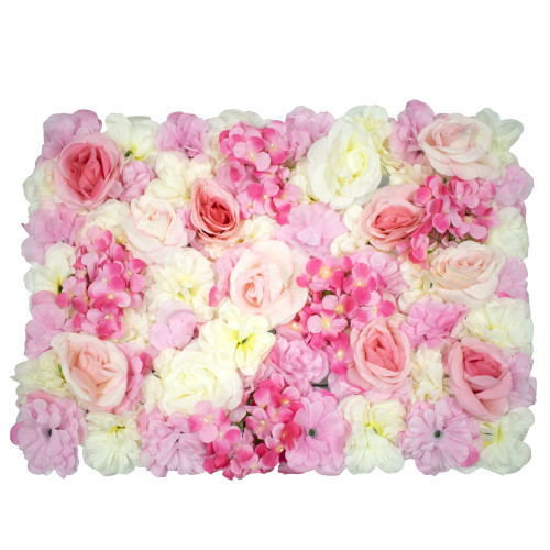  78304 Συνθετικό Πάνελ Λουλουδιών - Κάθετος Κήπος Τριαντάφυλλο - Ορτανσία - Βιολέτα Μ60 x Υ40 x Π7cm