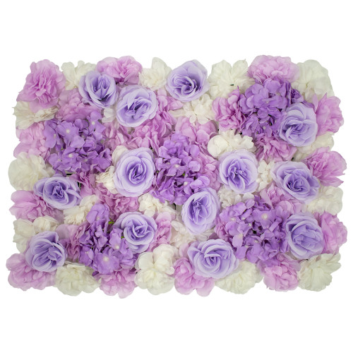  78305 Συνθετικό Πάνελ Λουλουδιών - Κάθετος Κήπος Τριαντάφυλλο - Ορτανσία - Βιολέτα Μ60 x Υ40 x Π7cm