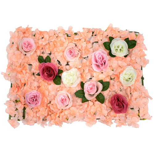 78306 Συνθετικό Πάνελ Λουλουδιών - Κάθετος Κήπος Τριαντάφυλλο - Ορτανσία Μ60 x Υ40 x Π7cm