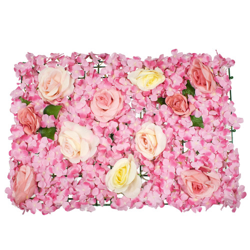  78307 Συνθετικό Πάνελ Λουλουδιών - Κάθετος Κήπος Τριαντάφυλλο - Ορτανσία Μ60 x Υ40 x Π7cm