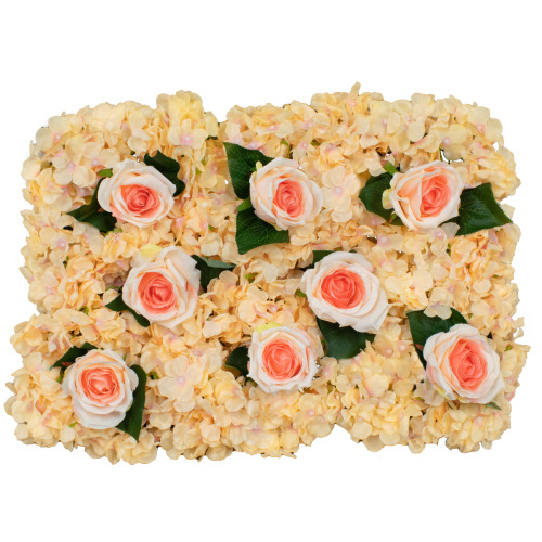  78312 Συνθετικό Πάνελ Λουλουδιών - Κάθετος Κήπος Τριαντάφυλλο - Ορτανσία Μ60 x Υ40 x Π7cm
