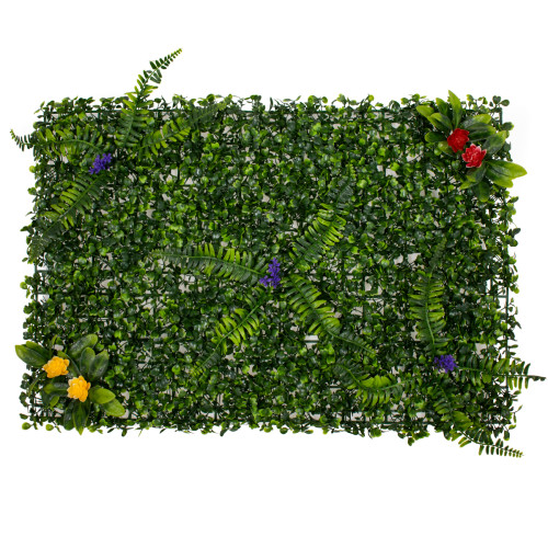 78409 Artificial - Συνθετικό Τεχνητό Διακοσμητικό Πάνελ Φυλλωσιάς - Κάθετος Κήπος Πυξάρι - Φτέρη - Περεσκία Πράσινο Μ60 x Υ40 x Π7cm