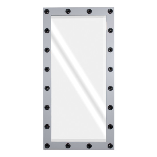 MAKEUP MIRROR-160x80-3 Μοντέρνος Καθρέπτης Μακιγιάζ με Πλαίσιο Φυσικού Ξύλου με Διακόπτη On/Off 20 x E27 AC220-240V - Μ80 x Π7 x Υ160cm - Γκρι Τσιμέντου