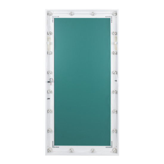 MAKEUP MIRROR-160x80-4 Μοντέρνος Καθρέπτης Μακιγιάζ με Πλαίσιο Φυσικού Ξύλου με Διακόπτη On/Off 20 x E27 AC220-240V - Μ80 x Π7 x Υ160cm - Λευκή Λάκα