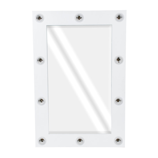 MAKEUP MIRROR-60x90-4 Μοντέρνος Καθρέπτης Μακιγιάζ με Πλαίσιο Φυσικού Ξύλου με Διακόπτη On/Off 10 x E27 AC220-240V - Μ60 x Π7 x Υ90cm - Λευκή Λάκα