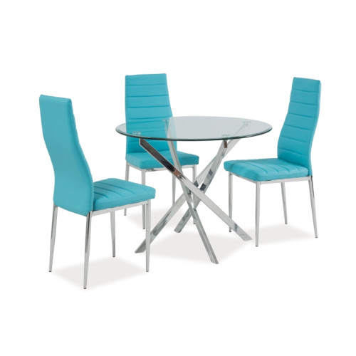 Round coffee table AGIS transparent tempered glass top and chrome metal frame 90x72cm DIOMMI AGIS
