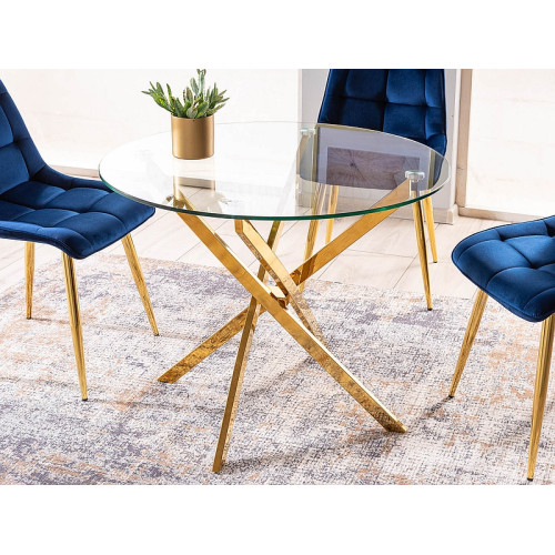 Coffee table AGIS with transparent tempered glass top and golden metal frame 90x72cm DIOMMI AGISZL90