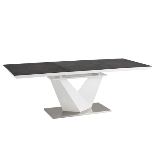 Dining table Alaras II 160-220x90x75 black stone effect/white lacquer DIOMMI ALARAS2SZ160