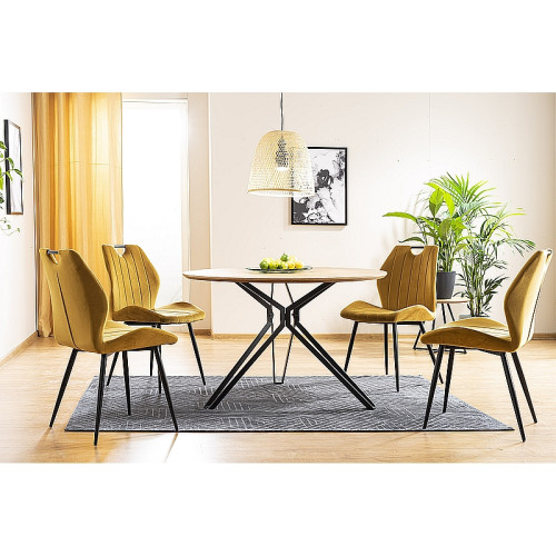 Upholstered chair Arco 51x51x91 black frame/curry velvet bluvel 68 DIOMMI ARCOVCCU