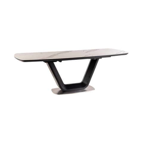 Extendable ceramic dining table black with white marble effect ARMANI 160/220x90x76 DIOMMI ARMANIBC160 80-068