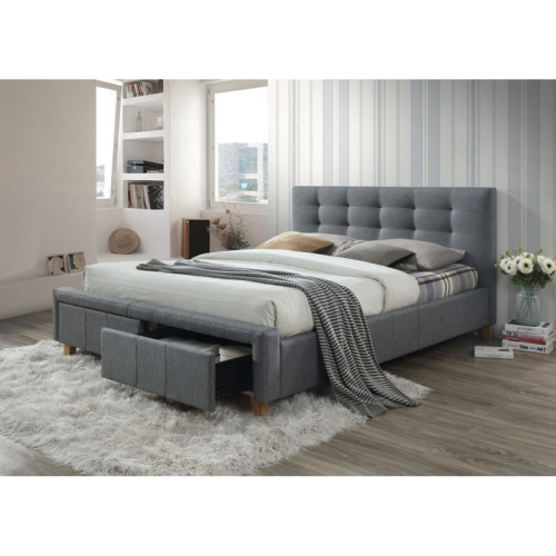 Upholstered Bed Ascot  160x200 Color Gray  DIOMMI ASCOT160SZ