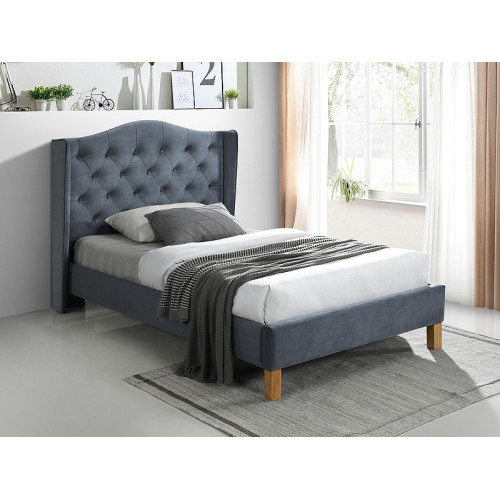 Upholstered Bed Aspen with Velvet 120x200 Color Gray DIOMMI ASPENV120SZD