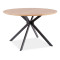 Round kitchen table ASTER MDF top and veneer in oak color and matte black metal frame 120x76cm DIOMMI ASTERDCFI120