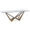 Dining table ASTON top of transparent tempered glass and MDF frame in copper color 200x100x76cm DIOMMI ASTON200