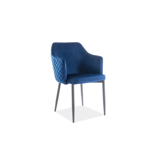 Upholstered chair ASTOR blue velvet and black 55x46x83 DIOMMI ASTORVCGR
