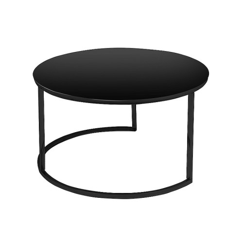 Set of coffee tables ATLANTA D black tempered glass top and black metal frame 80x45/60x42cm DIOMMI ATLANTADCC