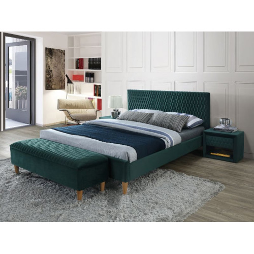 Upholstered Bed Azurro with Velvet 140x200 Color Green DIOMMI AZURROV140ZD