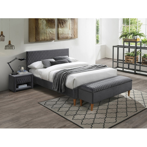 Upholstered Bed Azurro with Velvet 160x200 Color Gray DIOMMI AZURROV160SZD