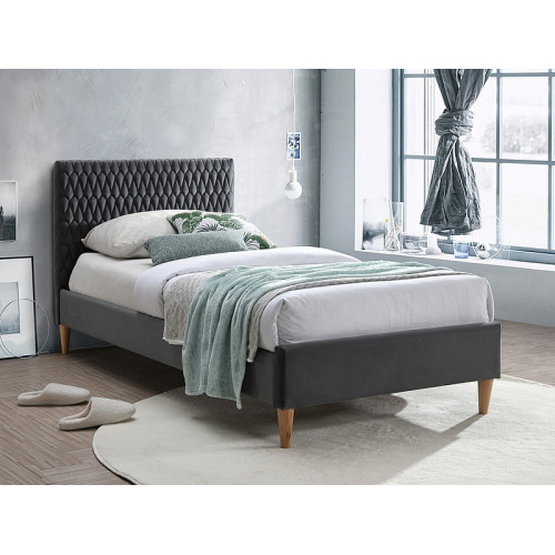  Upholstered Bed Azurro with Velvet 90x200 Color Gray DIOMMI AZURROV90SZD