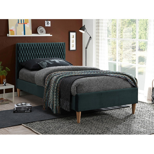 Upholstered Bed Azurro with Velvet 90x200 Color Green DIOMMI AZURROV90ZD