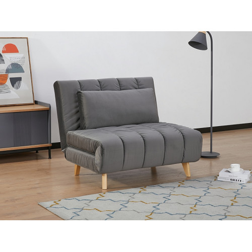BILLY extendable armchair gray velvet and beech 103x94x82 DIOMMI BILLYVSZ
