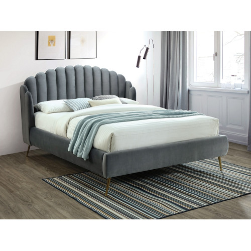 BED CALABRIA VELVET 160x200 COLOR GRAY / GOLD UPHOLSTERY BLUVEL 14 DIOMMI CALABRIAVSZZL