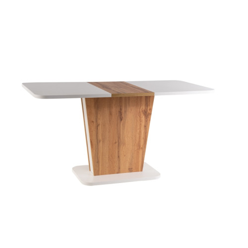 Extendable dining table CALIPSO IN made of laminated boards in matt white color and oak wotan 110(145)x68.6 DIOMMI CALIPSOBMDW110IN