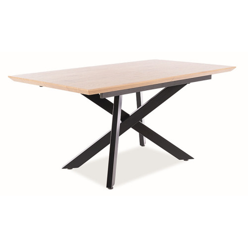 Extendable dining table CAPITOL MDF top and veneer in oak color and maritan black metal frame 160(200)X90x76cm DIOMMI CAPITOLDC160 80-1741