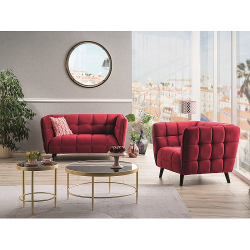 SOFA CASTELLO 2 VELVET Burgundy BLUVEL 59 / WENGE DIOMMI CASTELLO2V59