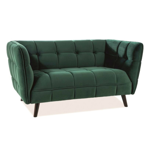 Two-seater sofa Castello 2 142x85x78 velvet green / wenge DIOMMI CASTELLO2V78