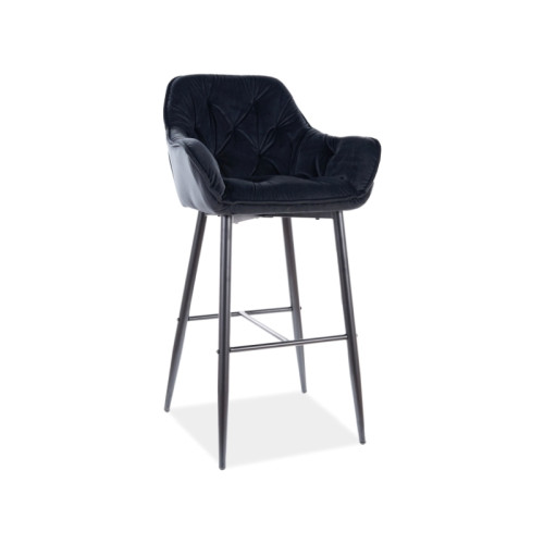 Upholstered bar stool Cherry H1 40x56x105 black metal base/black velvet bluvel 19 DIOMMI CHERRYH1VCC