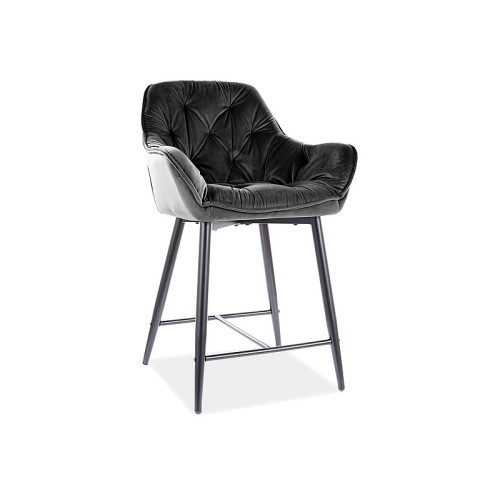 Upholstered bar stool Cherry H2 56x42x86 black metal base/black velvet bluvel 19 DIOMMI CHERRYH2CC