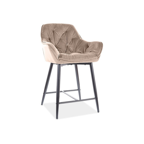 Upholstered bar stool Cherry H2 56x42x86 black metal base/beige velvet bluvel 28 DIOMMI CHERRYH2VCBE