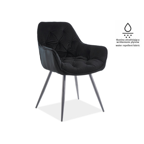 Upholstered chair CHERRY black matte velvet and black 57x43x87 DIOMMI CHERRYMVCC
