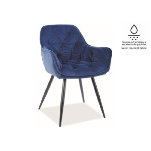 Upholstered chair CHERRY blue matte velvet and black 57x43x87 DIOMMI CHERRYMVCGR