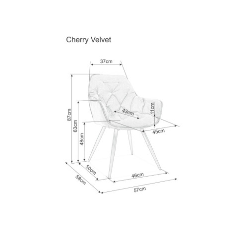 CHERRY VELVET CHAIR BLACK FRAME / GREEN BLUVEL78 DIOMMI CHERRYVCZ