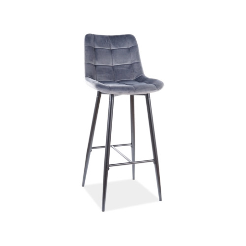 Upholstered bar stool Chic H1 45x37x109 black/gray velvet DIOMMI CHICH1VCSZ