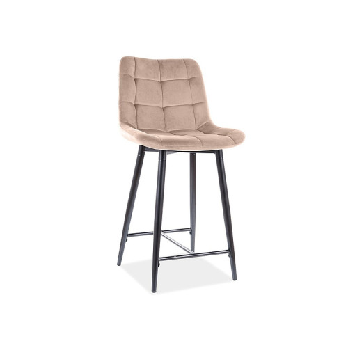 High upholstered bar stool Chic H2 45x37x98 black metal frame/beige velvet bluevel 28 DIOMMI CHICH2VCBE