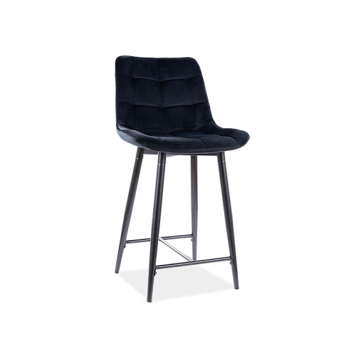 High upholstered bar chair Chic H2 45x37x98 black metal frame/black velvet bluevel 19 DIOMMI CHICH2VCC