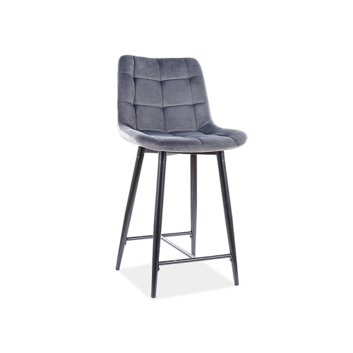 Upholstered bar chair Chic H2 45x37x92 black/gray velvet DIOMMI CHICH2VCSZ