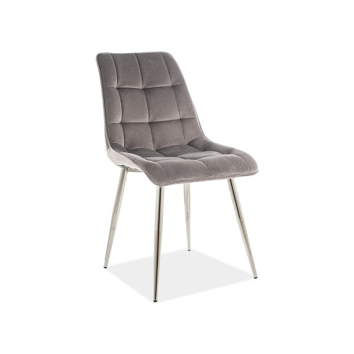 Upholstered chair Chic 50x43x88 chrome/gray velvet DIOMMI CHICVCHSZ