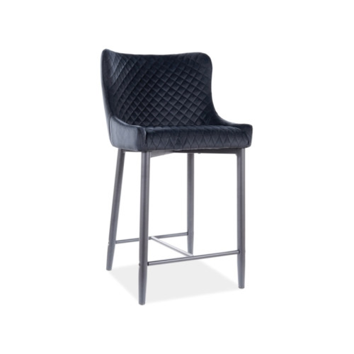 Upholstered bar stool Colin B H2 48x42x88 metal black base/black velvet bluvel 19 DIOMMI COLINBH2VCC