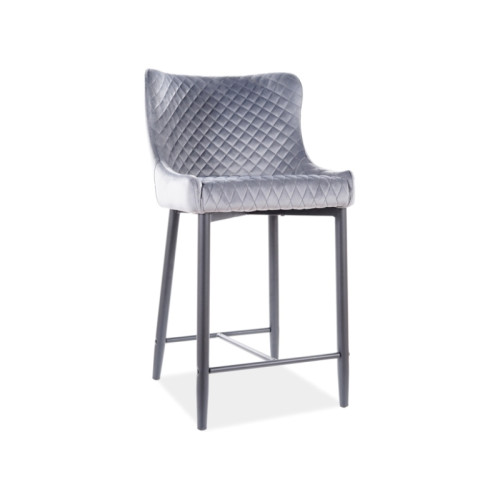 Upholstered bar stool Colin B H2 48x42x88 metal black base/gray velvet bluvel 14 DIOMMI COLINBH2VCSZ