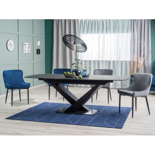 Upholstered dining chair COLIN in metallic black base and gray velvet bluvel 14 52x45x82 DIOMMI COLINBVCSZ