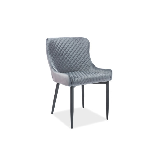 Upholstered dining chair COLIN in metallic black base and gray velvet bluvel 14 52x45x82 DIOMMI COLINBVCSZ