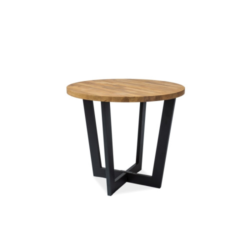 Coffee table CONO top laminated board in natural oak color and black metal frame 90x90x78cm DIOMMI CONOLAMFI90