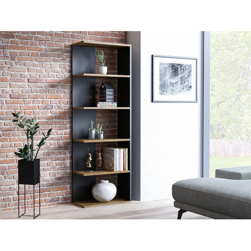 CORNER BOOKCASE WOTAN OAK + BLACK 170X60 DIOMMI CORNERDWC